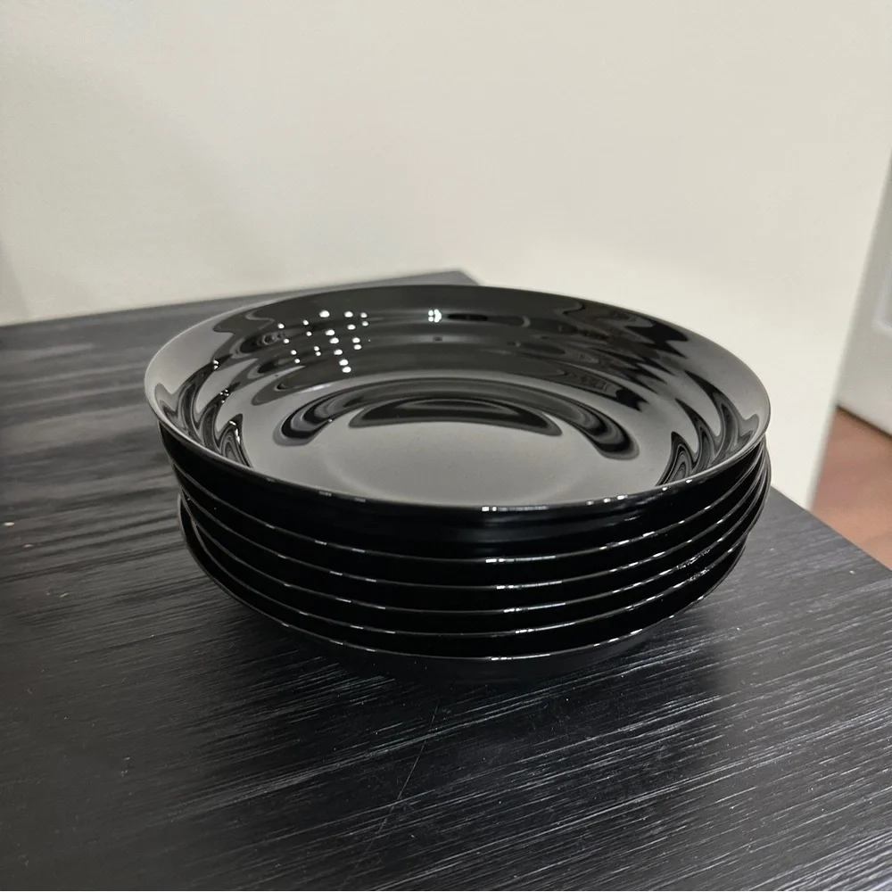 6 x IKEA Deep plate/bowl, black, 7 ½ 